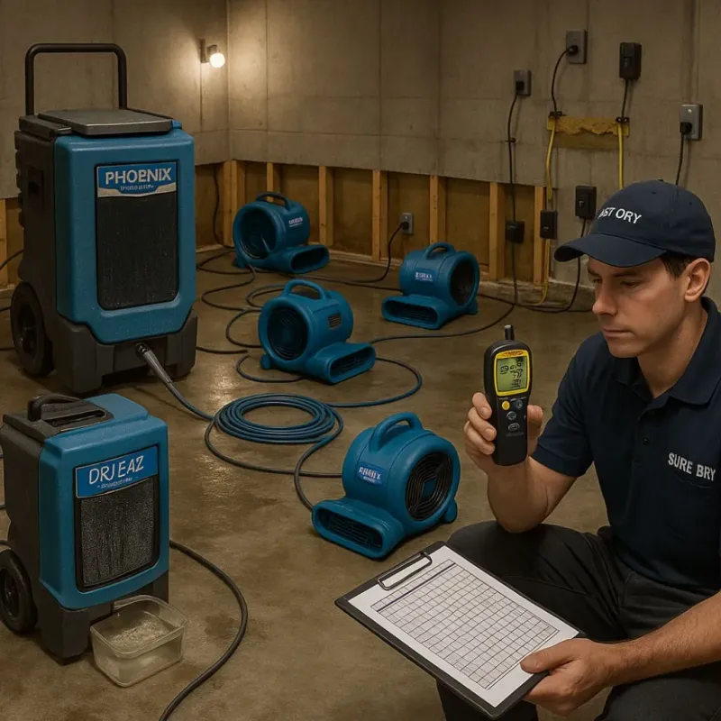 Structural Drying and Dehumidification process in Mayville, ND
